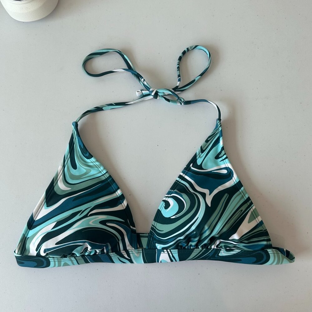 Blue and Green Tie Dye Bikini Top
